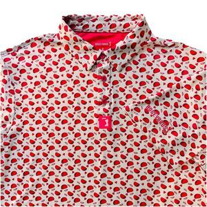 BogeyBros Polo Shirt Mens L White Pink Taco Print Golf Performance Stretch